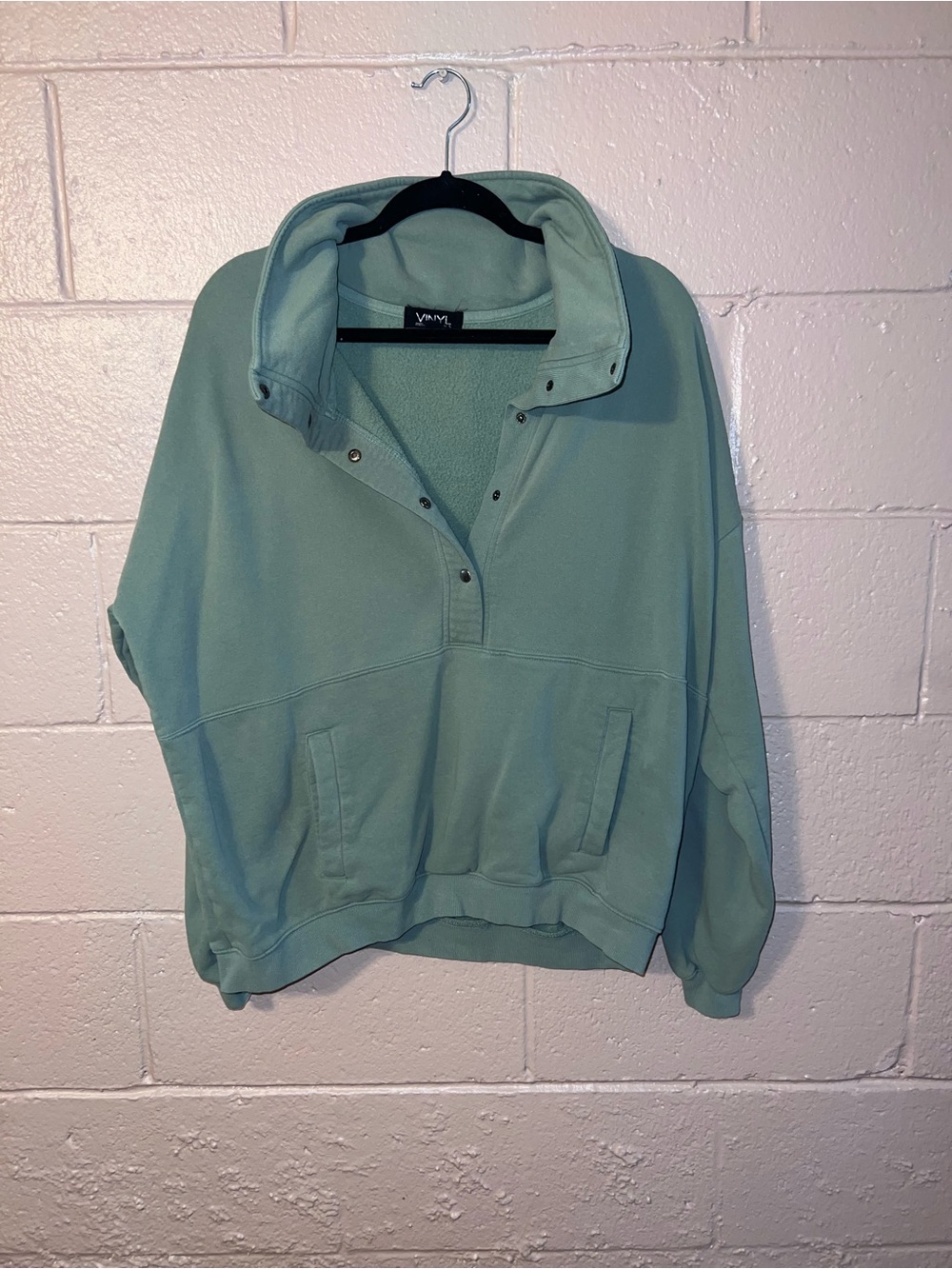 Vans Sage Green Snap-Front Cowl Pullover Sweater